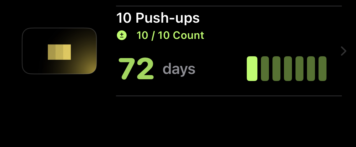 Quantity-based habit in the habit overview of Ninety Days.