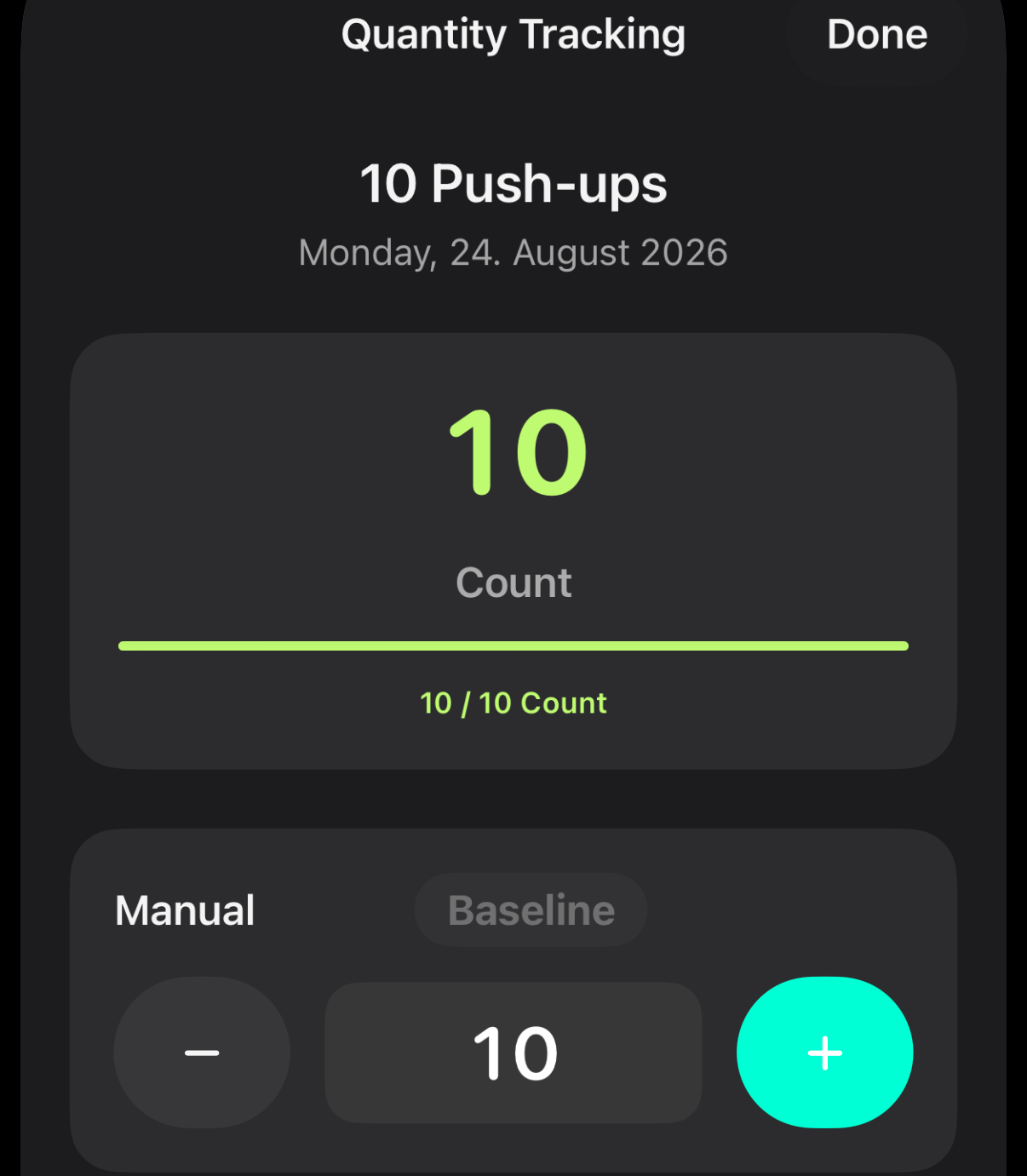 Recording the quantity of a habit with the suggested Baseline in Ninety Days.